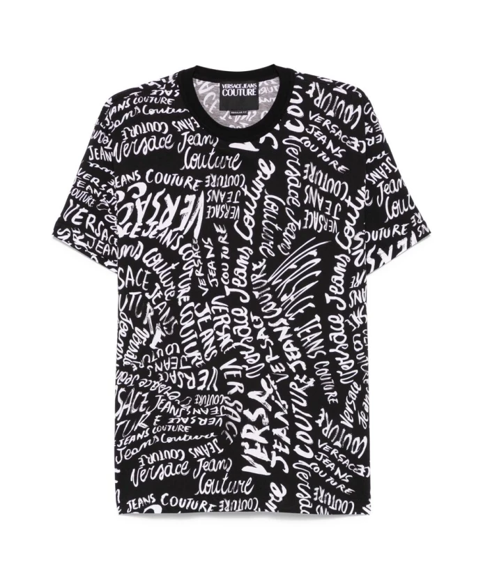 

Черная футболка с логотипом и круглым вырезом. Versace Jeans Couture, черный