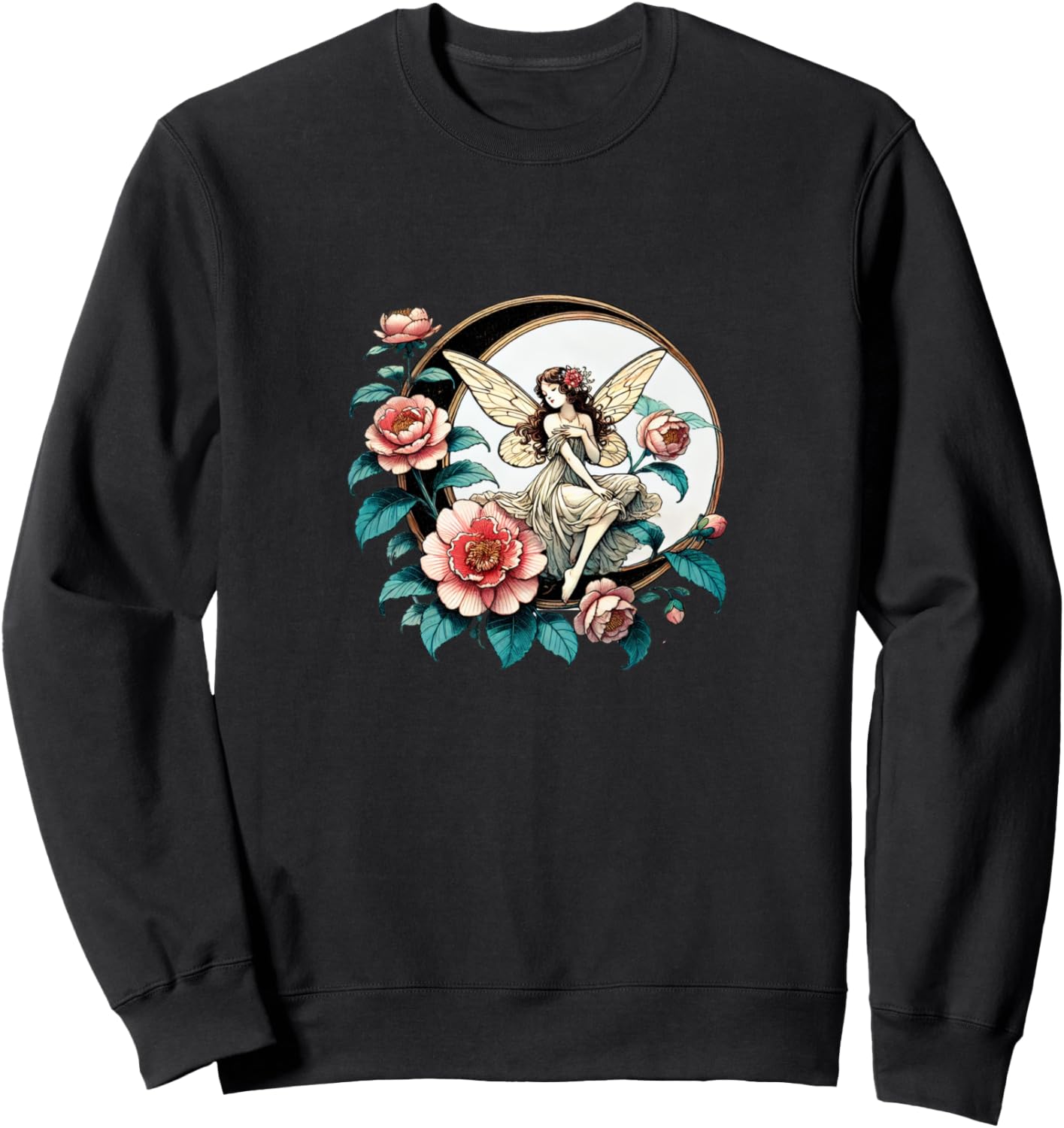 

Иллюстрация цветочной феи в стиле модерн, толстовка с изображением садовой феи Vintage Fairy Lover Snugg, черный
