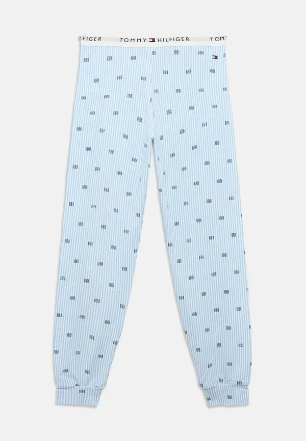 Пижамный комплект с принтом Signature cuffed leg long pyjama set Tommy Hilfiger, белый/синий — фото 3