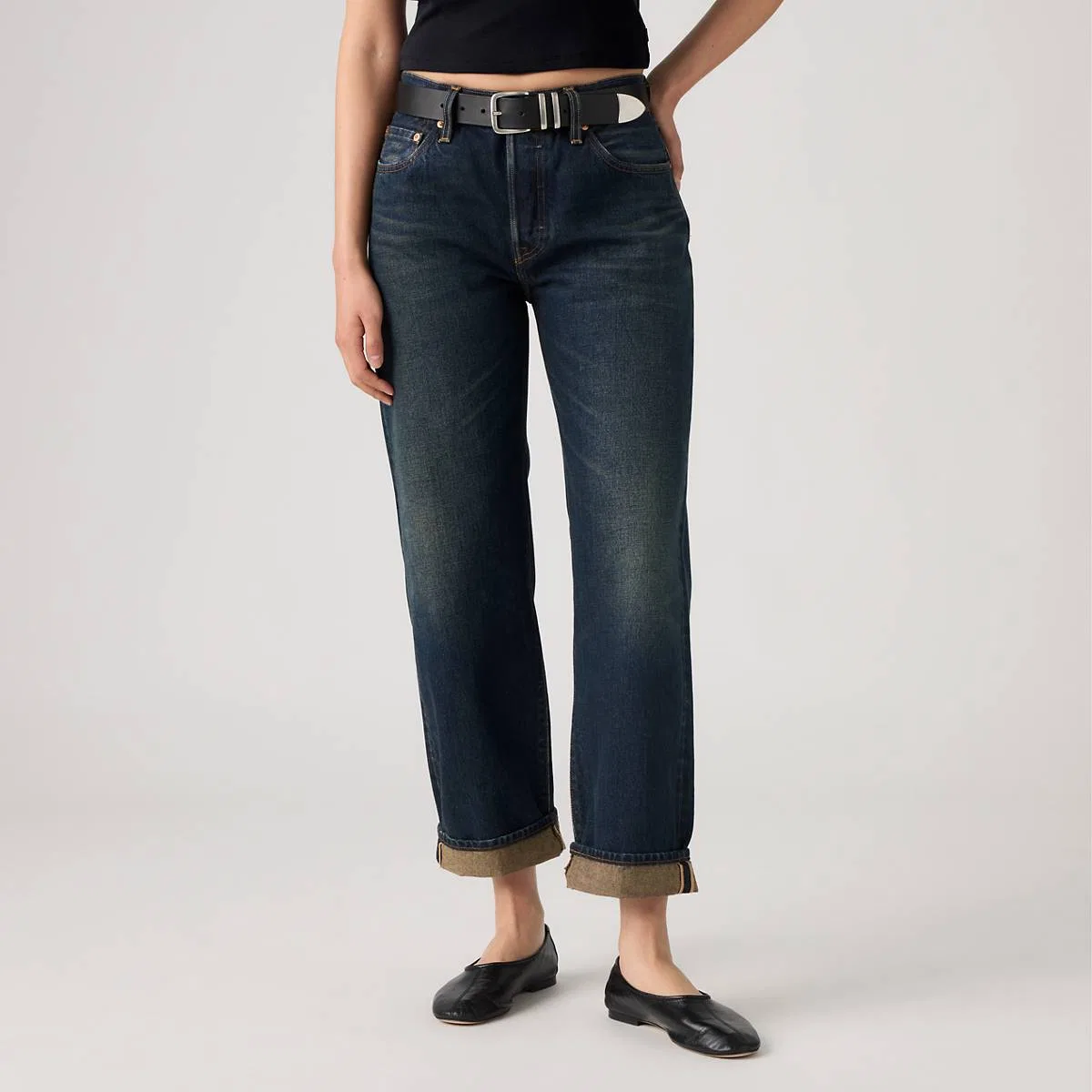 джинсы 501 '90-е, до щиколотки из денима с кромкой, женские Levi's, High Vibration Selvedge - Dark Wash — фото 2