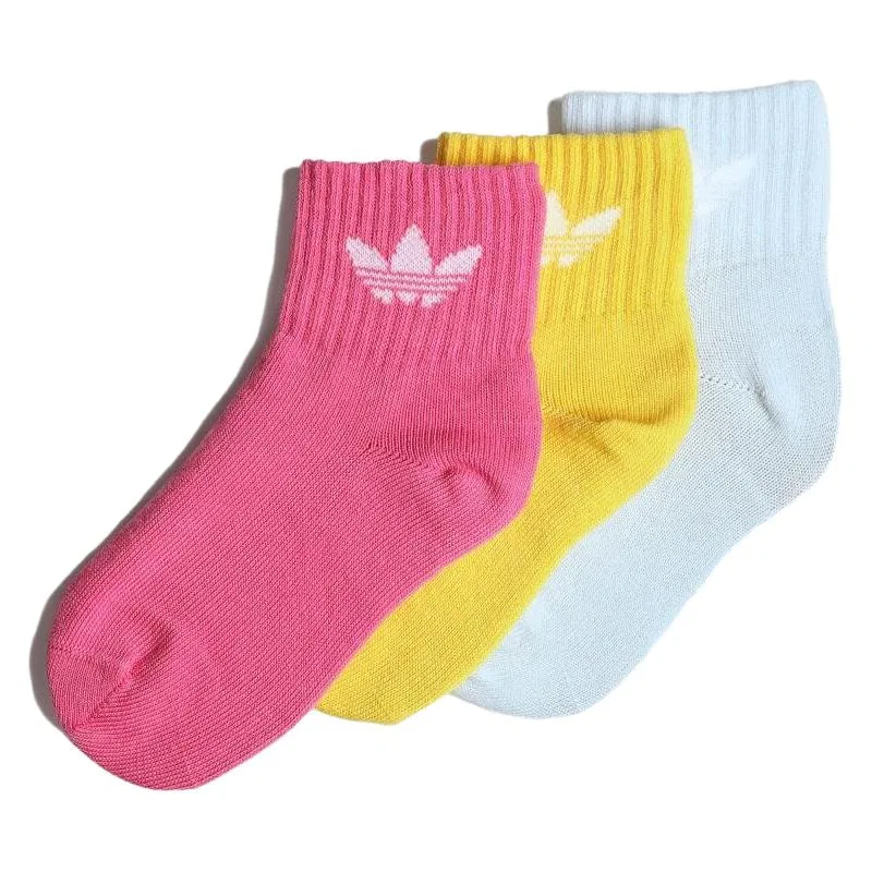 Детский комплект носков Adidas, 6 пар, 3 набора, Pink/Yellow/Light Blue — фото 2