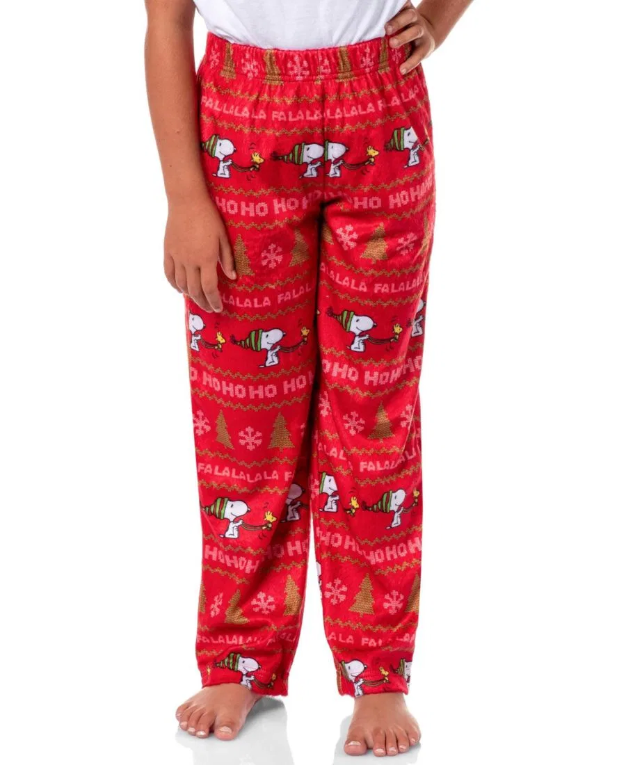Пижамные штаны с принтом Snoopy Snoopy Girl's Christmas Sweater Sleep Tossed Print Pajama Pants For Kids Peanuts — фото 3