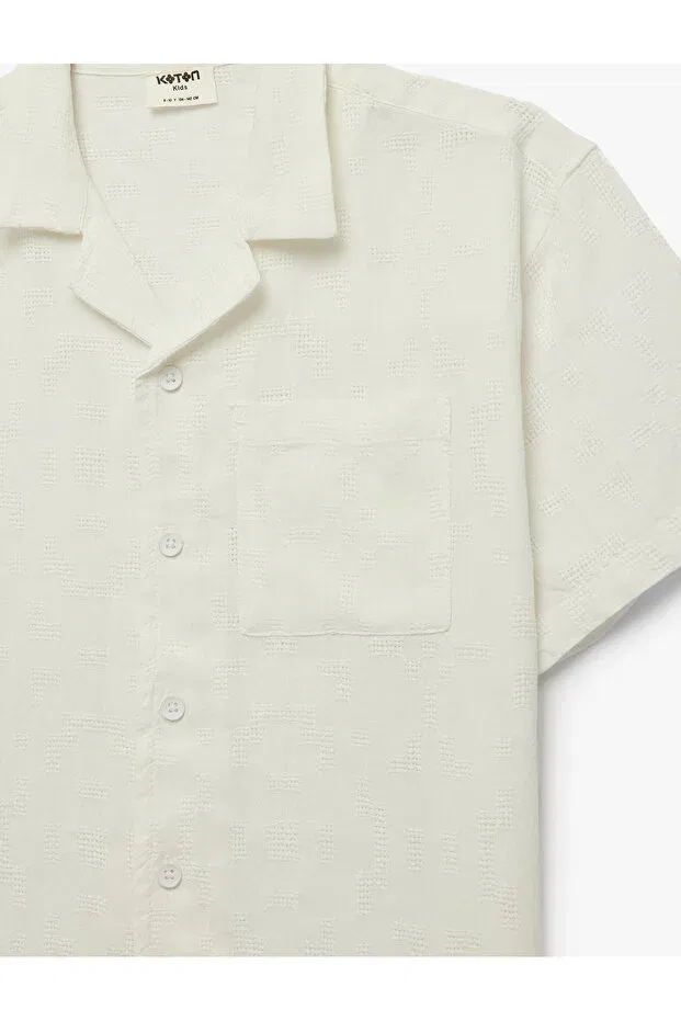 Детская рубашка с отложным воротником хлопковая Koton, Off White — фото 4