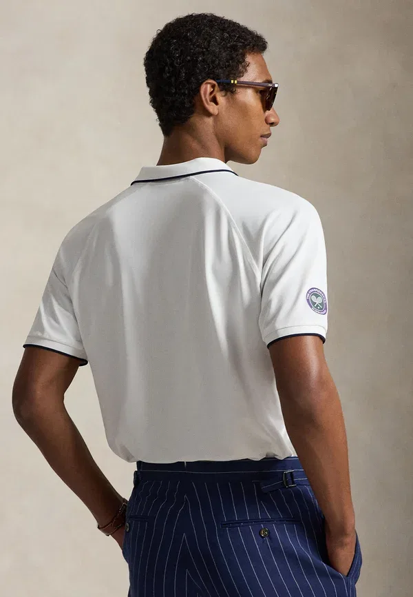 Поло с вышивкой Wimbledon custom slim fit polo shirt, Polo Ralph Lauren, Ceramic White, белый — фото 3