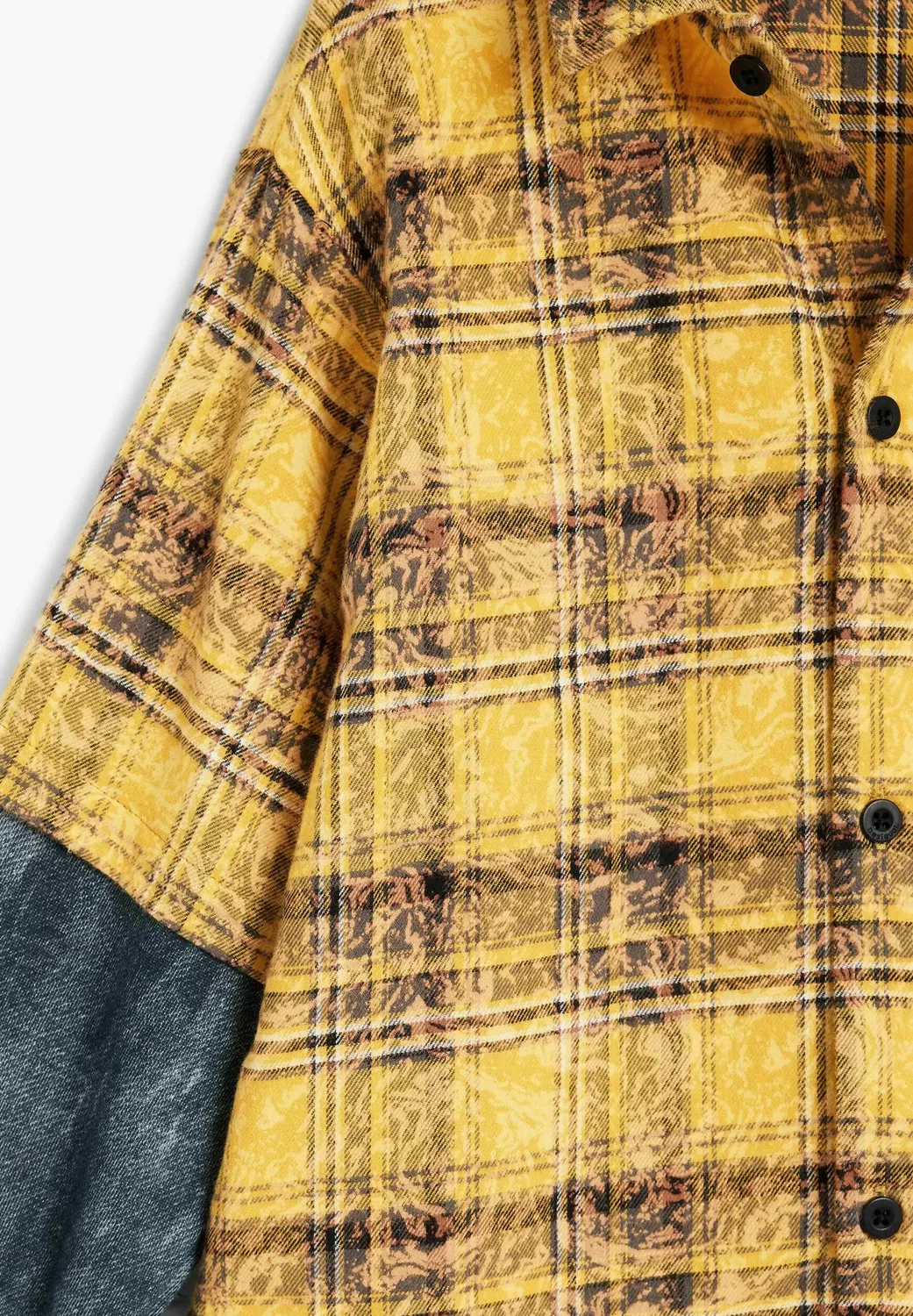 Рубашка в клетку с контрастными рукавами - рубашка Desigual, Yellow — фото 4