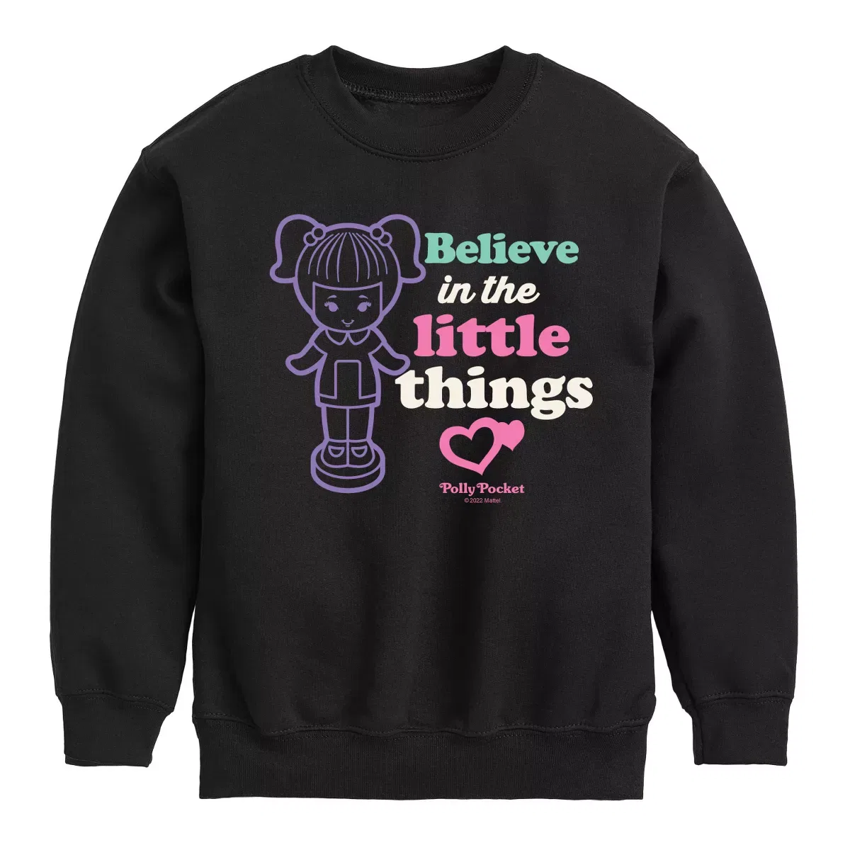 Детское свитшот с принтом Believe In The Little Things Polly Pocket, Черный