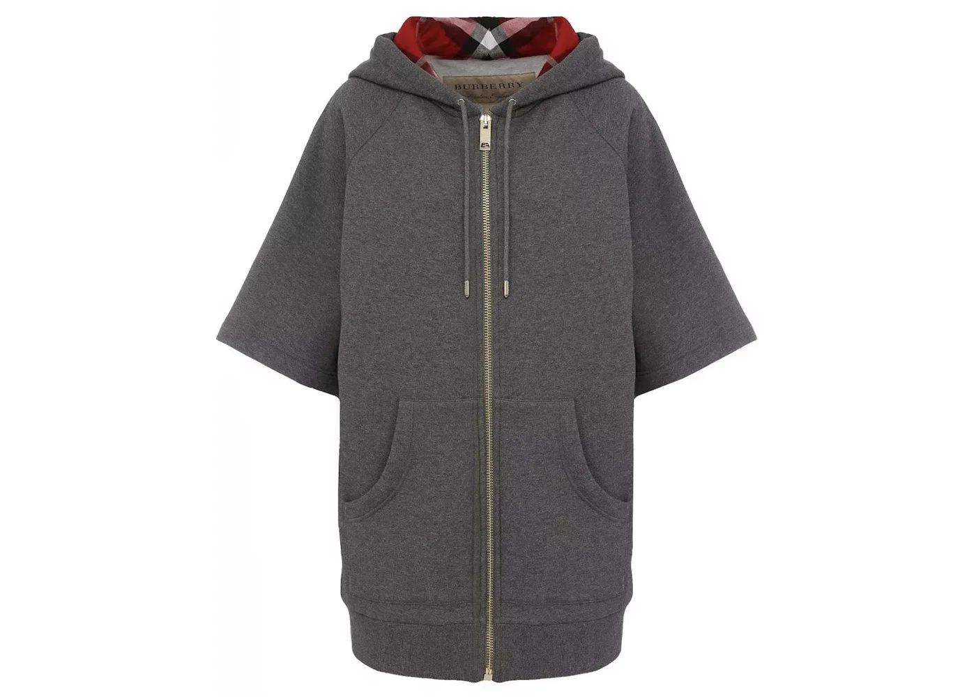 Женский худи с коротким рукавом и молнией Hoodie Burberry, Grey