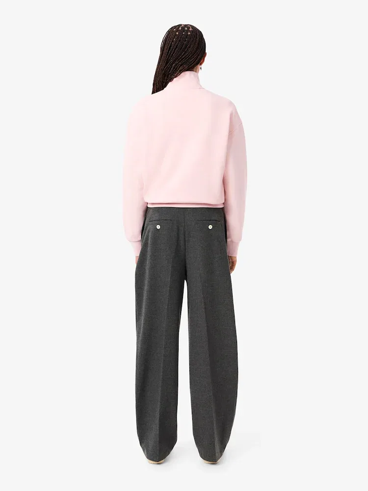 Брюки широкие женские LACOSTE Flannel, классический стиль, черный — фото 3