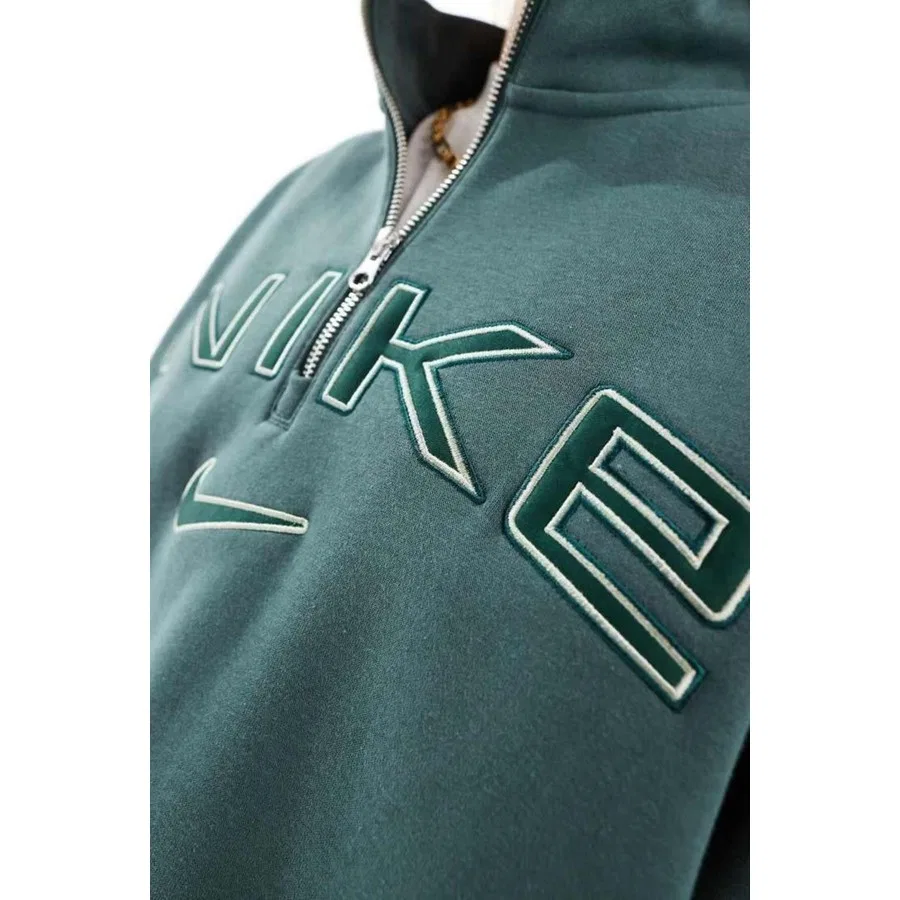 Женский свитшот oversize с четвертью молнией Phoenix Fleece Logo Qz Nike, Зеленый — фото 2