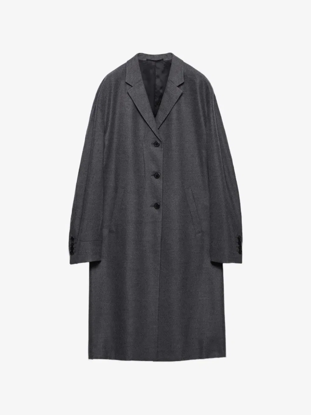 Однобортное пальто из кашемира и шерсти Prada, серый