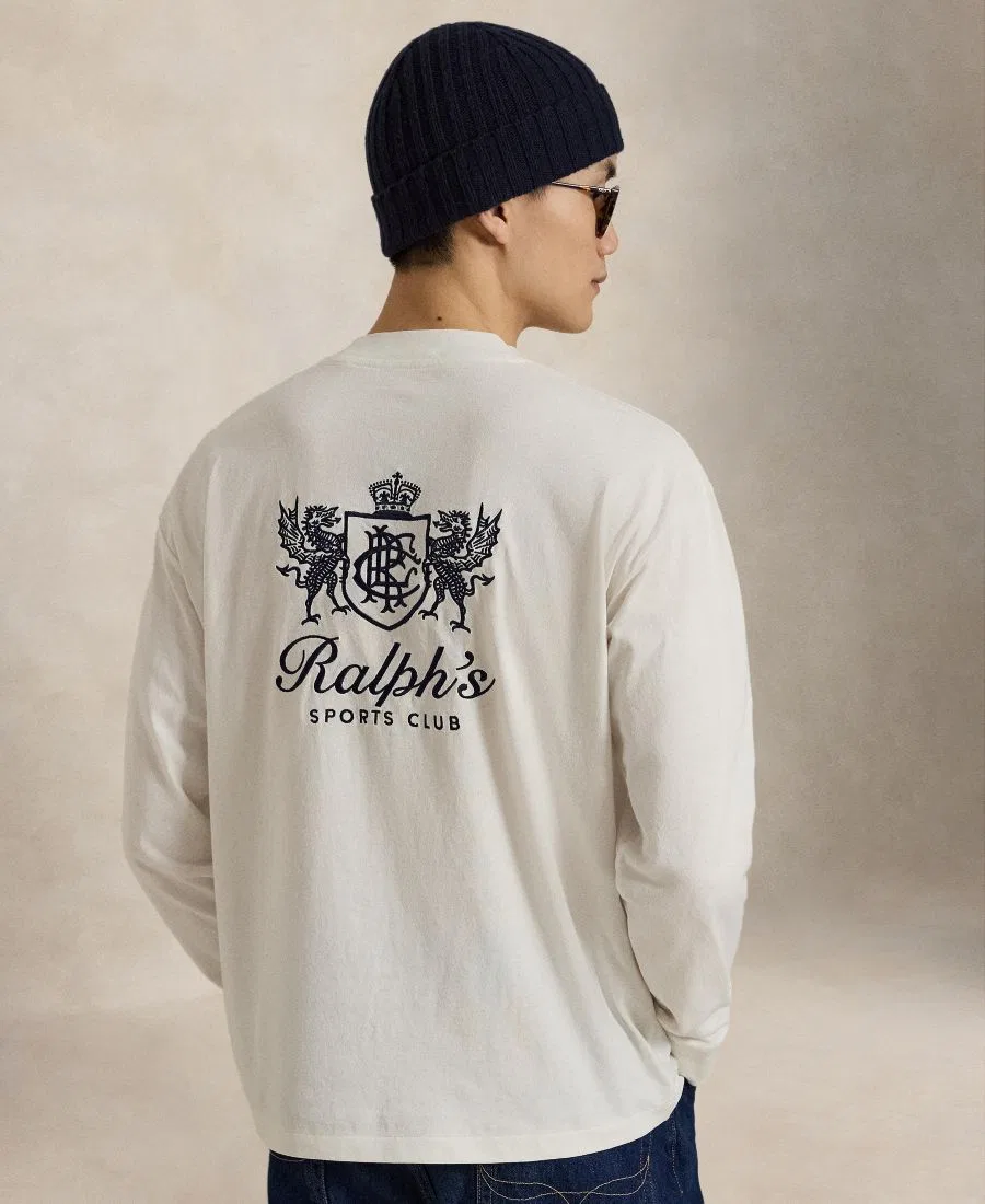 Футболка с длинным рукавом с вышивкой Polo Ralph Lauren, Trophy Cream