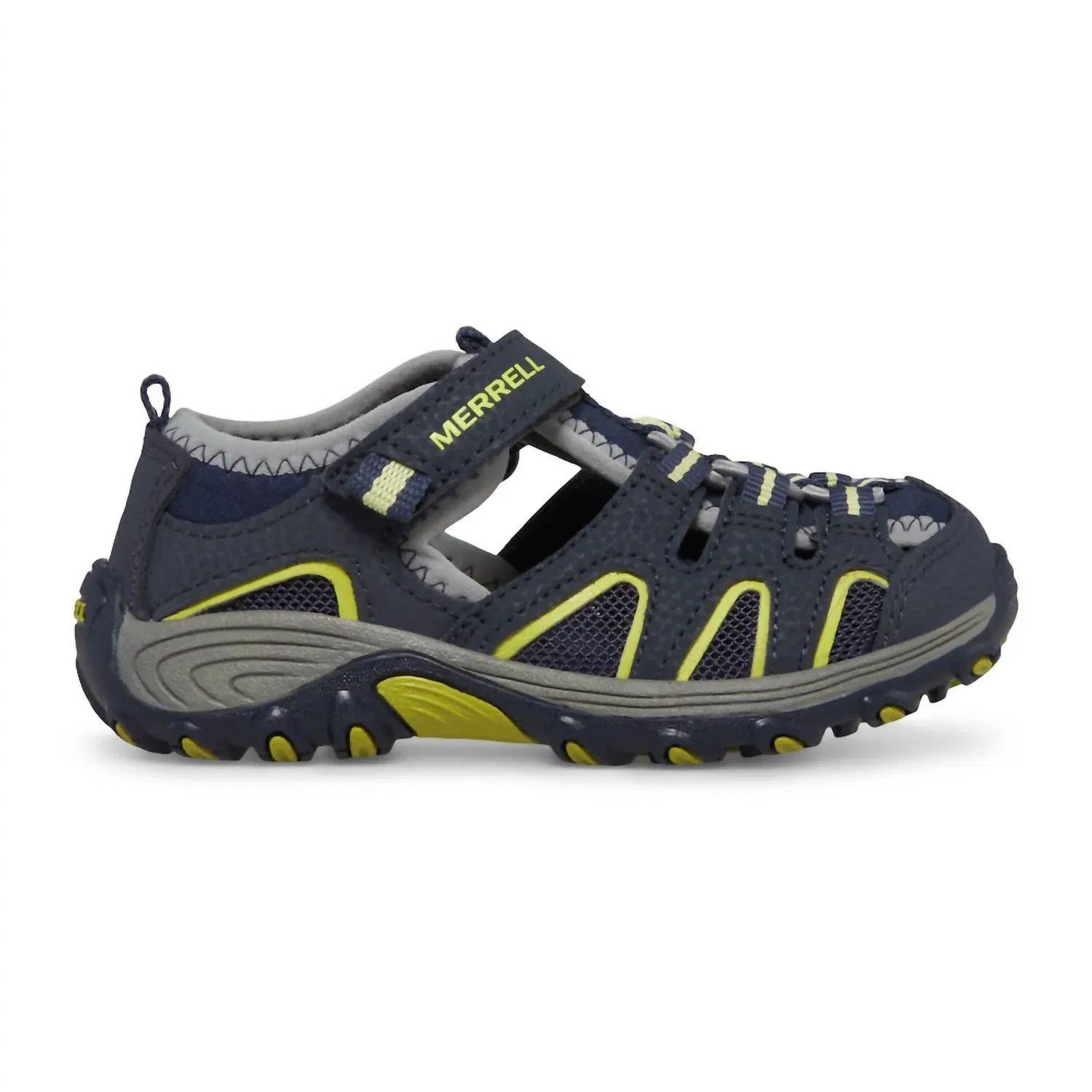 Детские сандалии для мальчиков с быстросохнущей подкладкой Hydro H2O Hiker Sandal MERRELL, Navy/Lime — фото 2