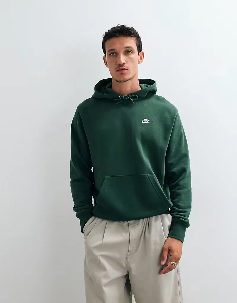 Худи Nike Club из французского махрового трикотажа, зеленый — фото 2