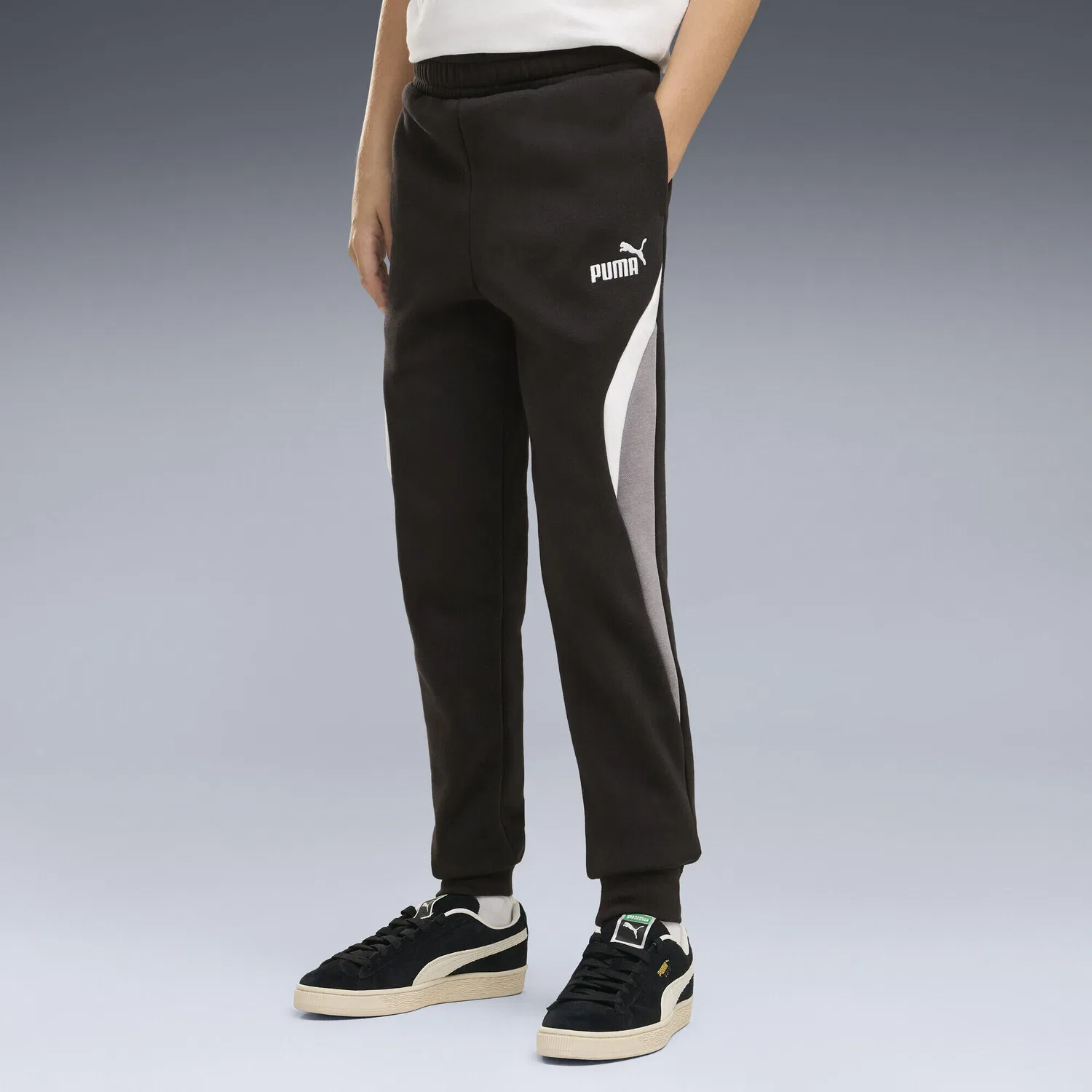 Детские спортивные штаны с цветными вставками Essentials Colourblocked Puma, Schwarz — фото 4