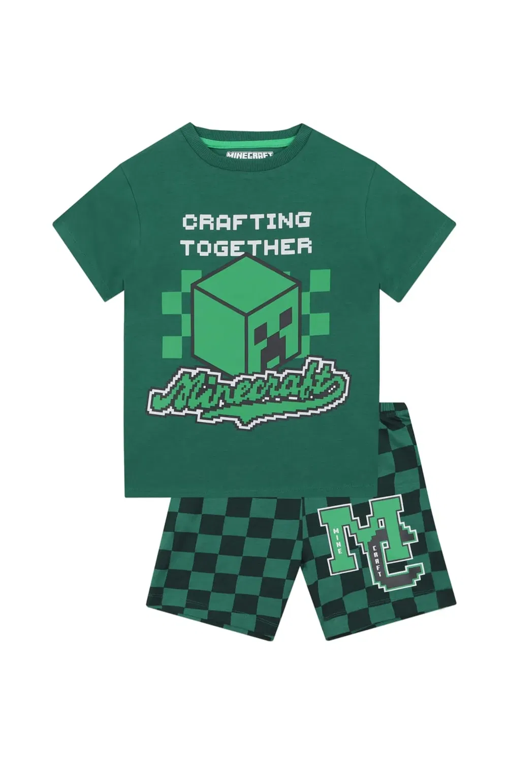 Мужская пижама с коротким рукавом с принтом Creeper Minecraft, Green