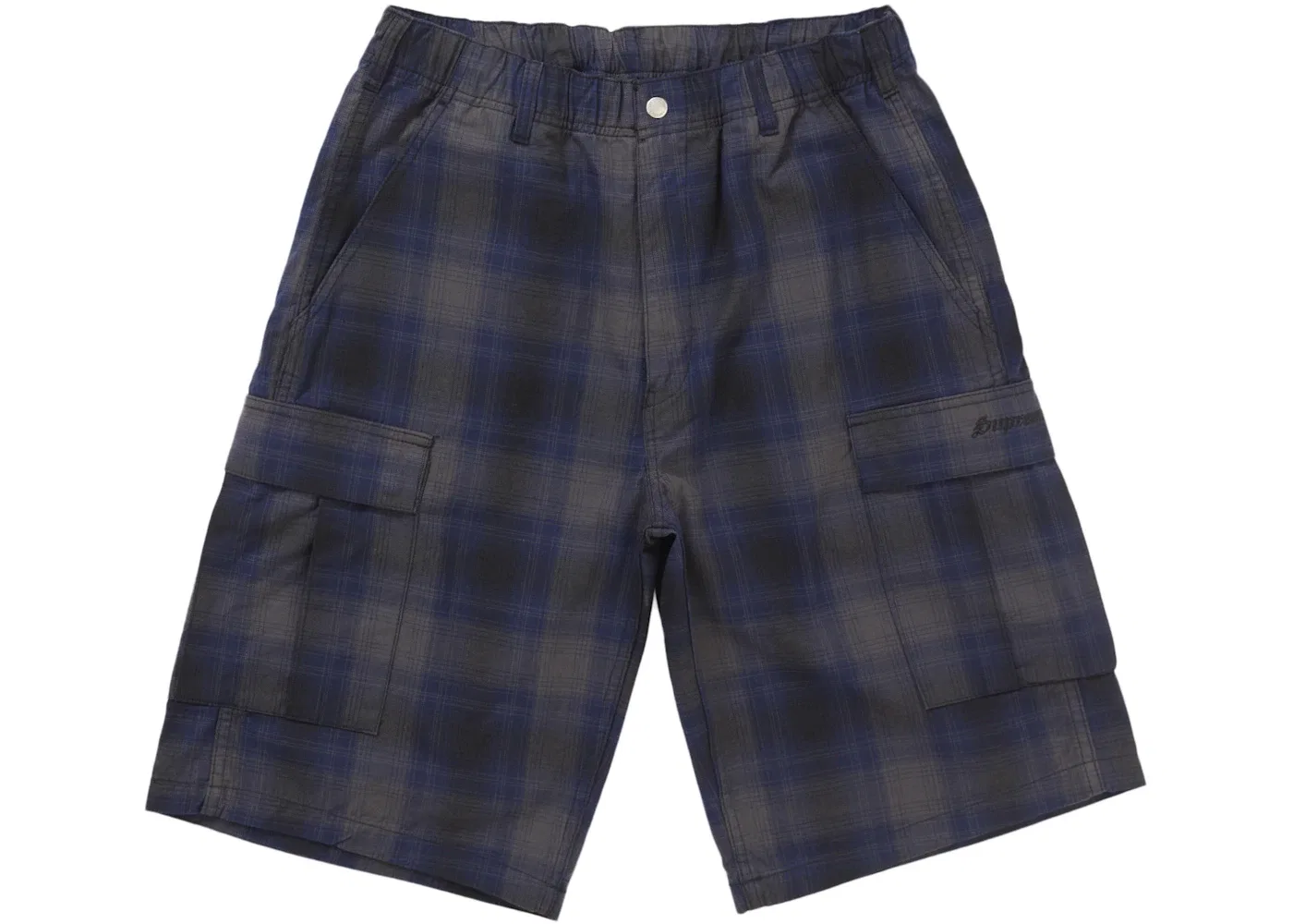 Мужские шорты с принтом Supreme Shadow Plaid Cargo, Navy