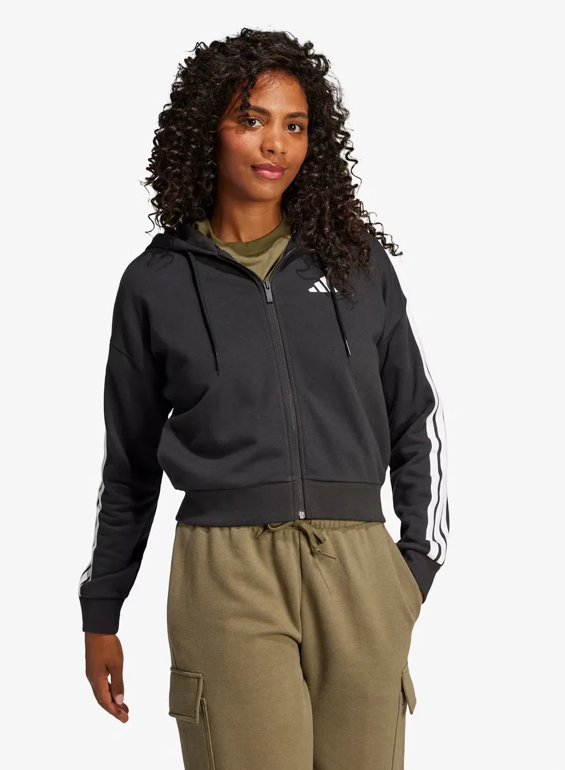 Худи с длинным рукавом 3-Stripes essential french terry Adidas, черный