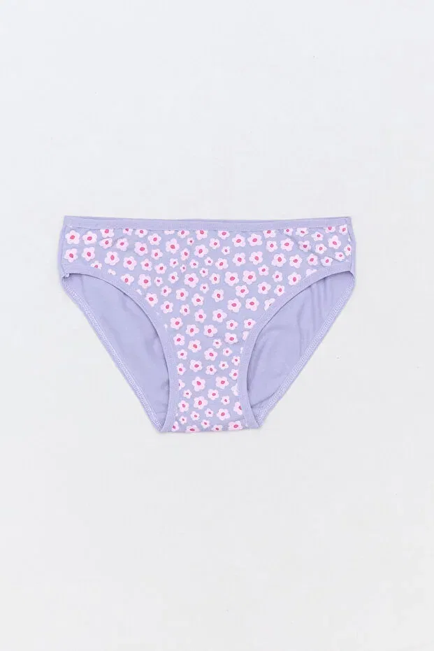 Детские трусы для девочек с принтом Floral printed 3-piece girls' panties Fulla Moda, Purple — фото 2