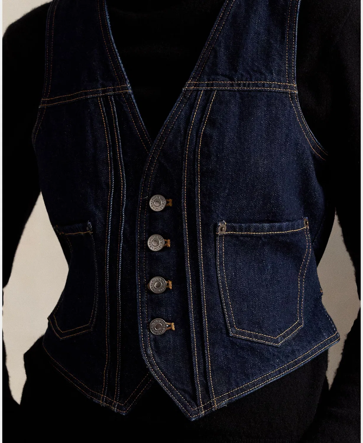 Женский жилет из хлопка, Denim, Polo Ralph Lauren, темно-синий — фото 3