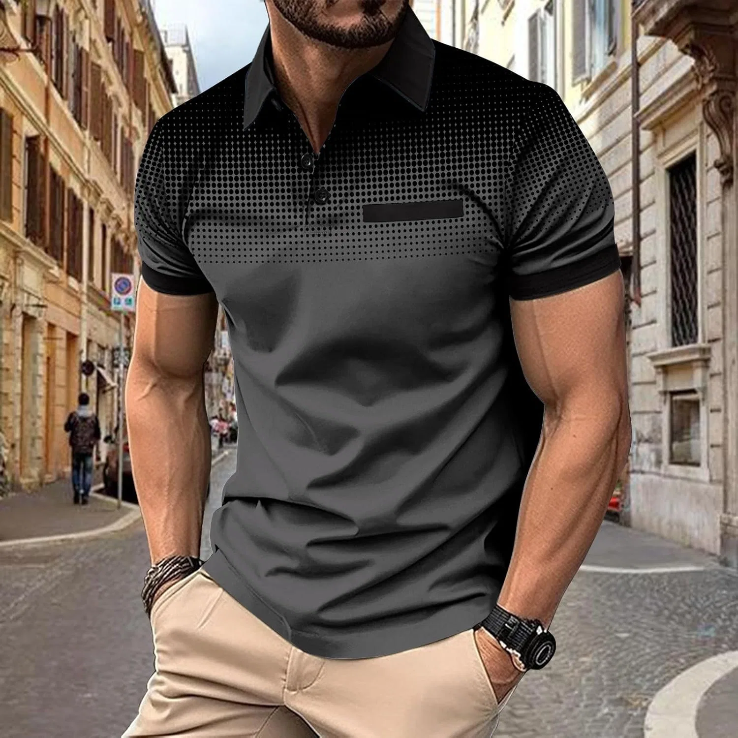 Мужская футболка-поло с V-образным вырезом Golf, Black — фото 2