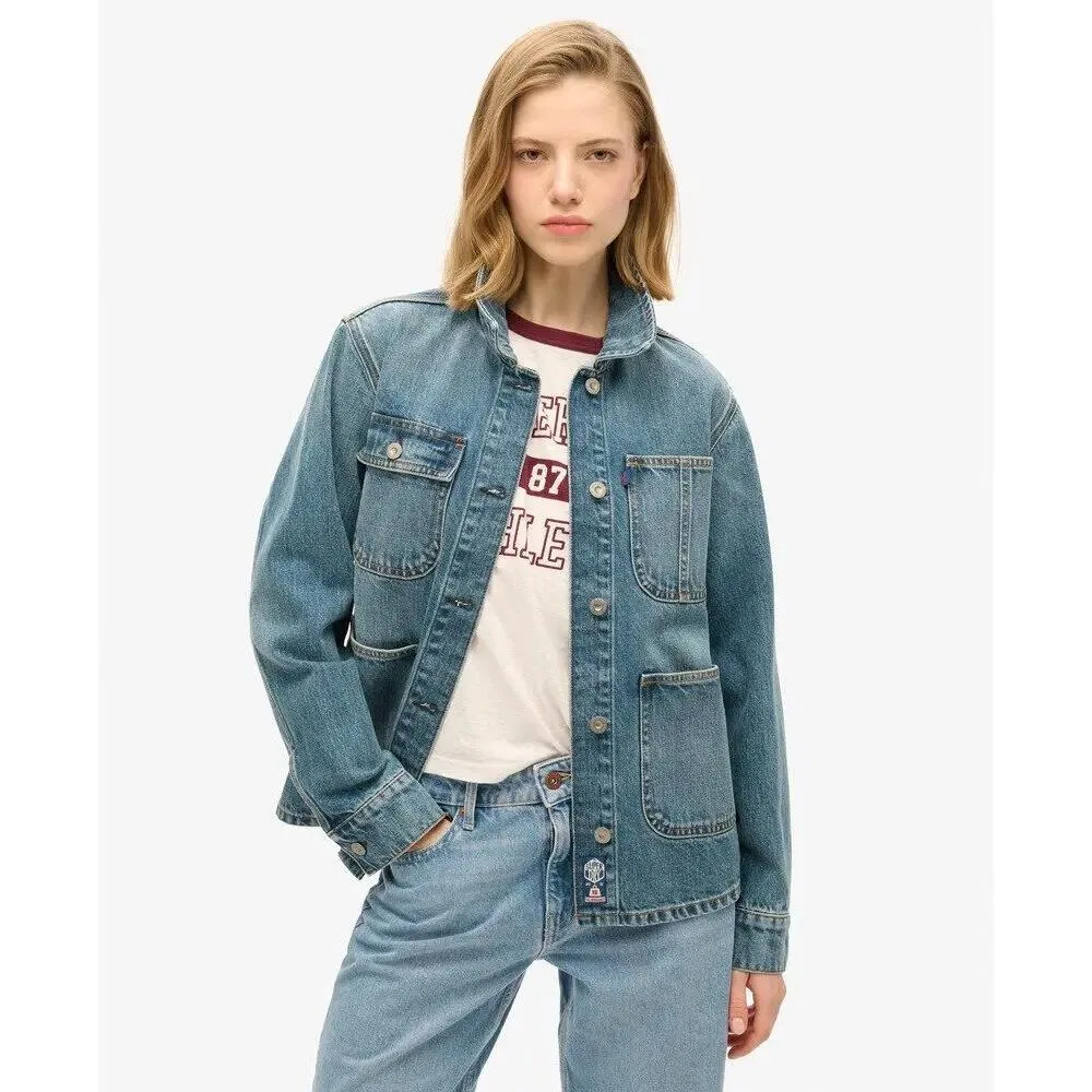 Женская джинсовая куртка с вышивкой Superdry Chore, BLAU