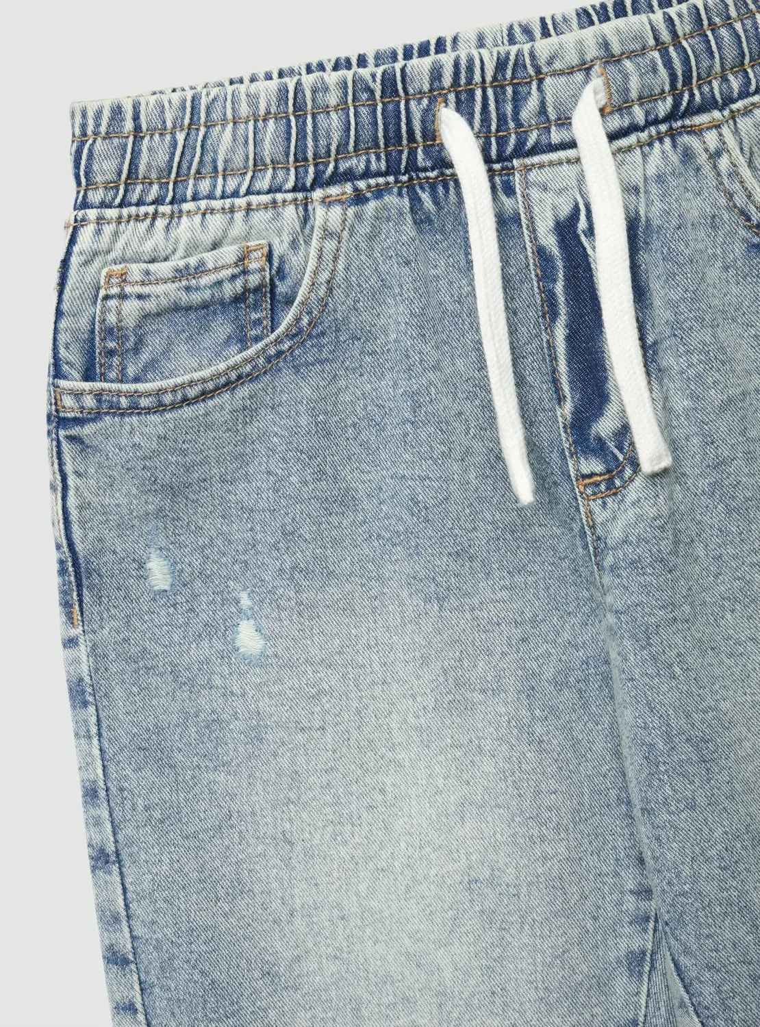 Pantalone Jeans Lungo Con rotture - джинсы свободного кроя Terranova, Light Blue-Denim — фото 3