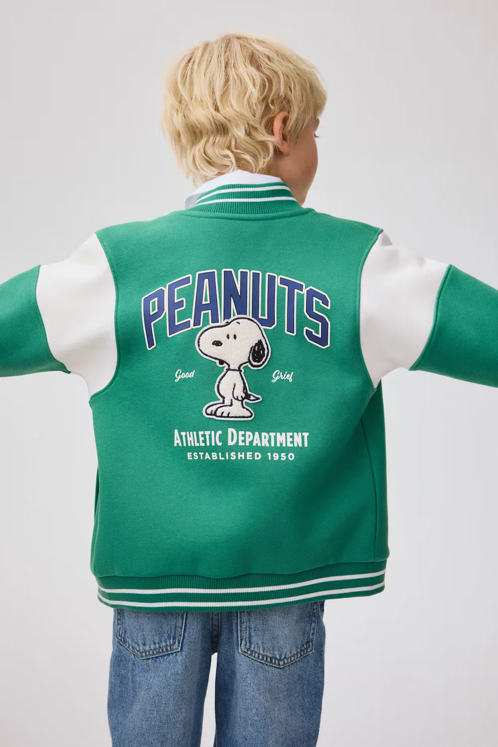 Бейсбольная куртка из ткани для толстовок H&M, Grün/Snoopy — фото 4