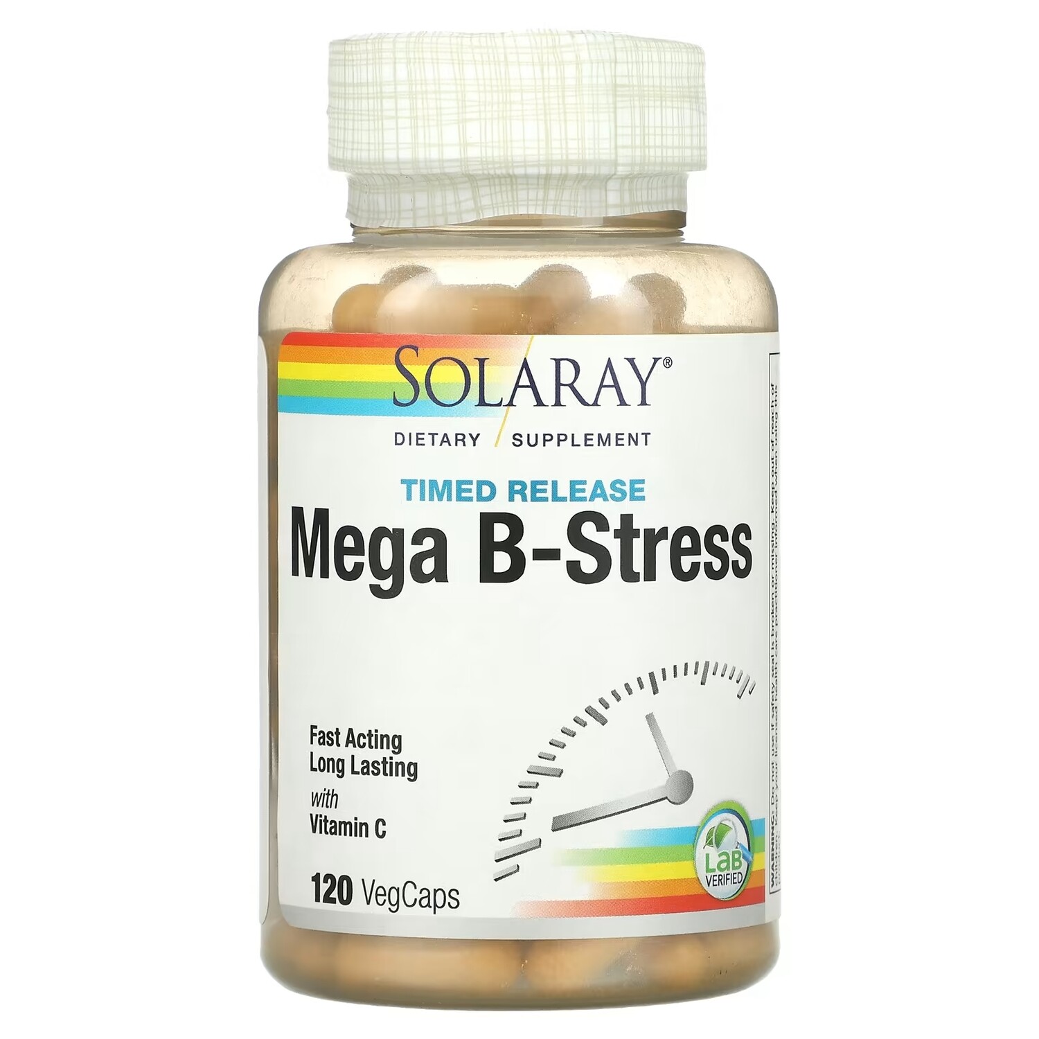 

Solaray Mega B-Stress пролонгированного действия, 120 растительных капсул