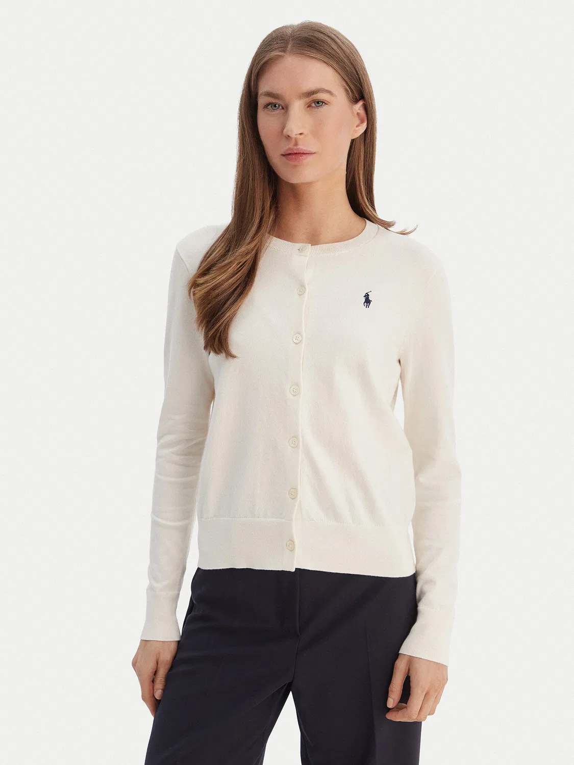 Женский кардиган цвета экрю приталенного кроя Polo Ralph Lauren, кремовый
