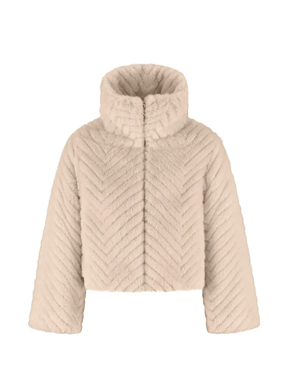 Шуба Elra с шевроном из искусственного меха Moncler Enfant, бежевый