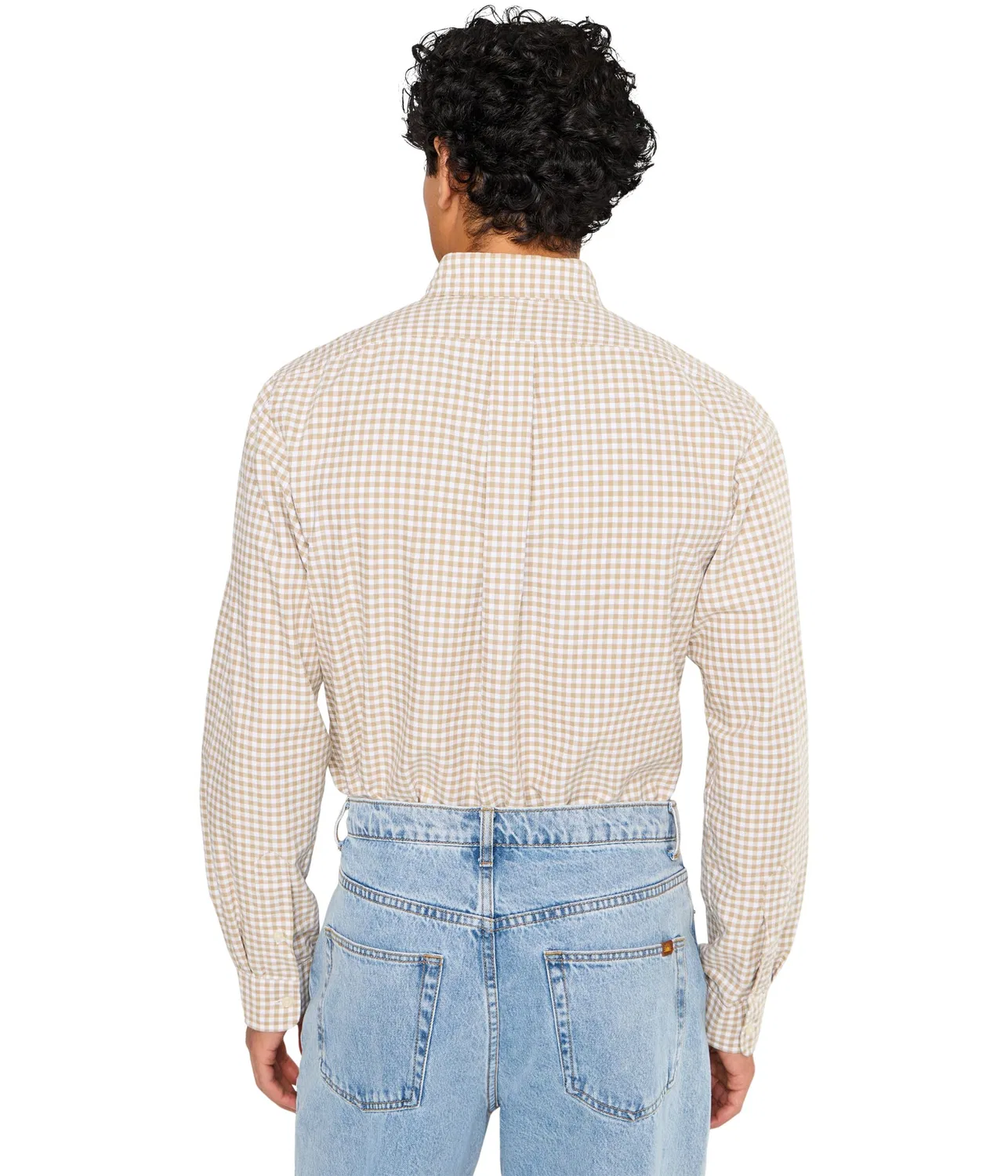 Оксфордская рубашка в клетку, индивидуальный крой Custom Fit Gingham Oxford Polo Ralph Lauren, Coastal Beige/White — фото 4