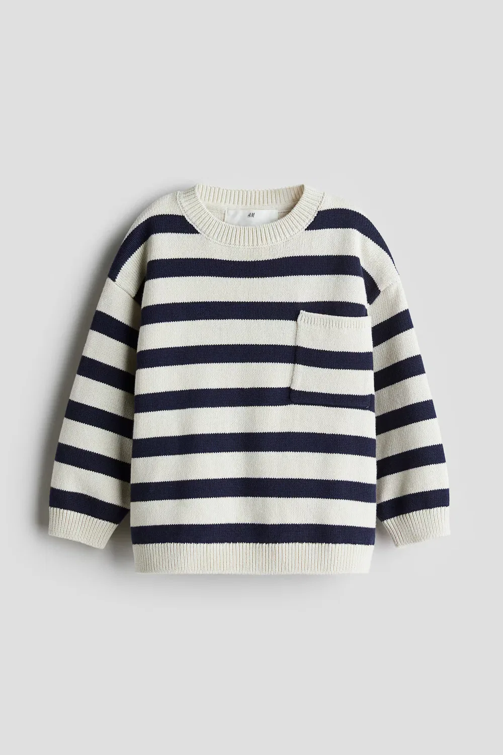 Хлопковый свитер H&M, Weiß/Marineblau Gestreift