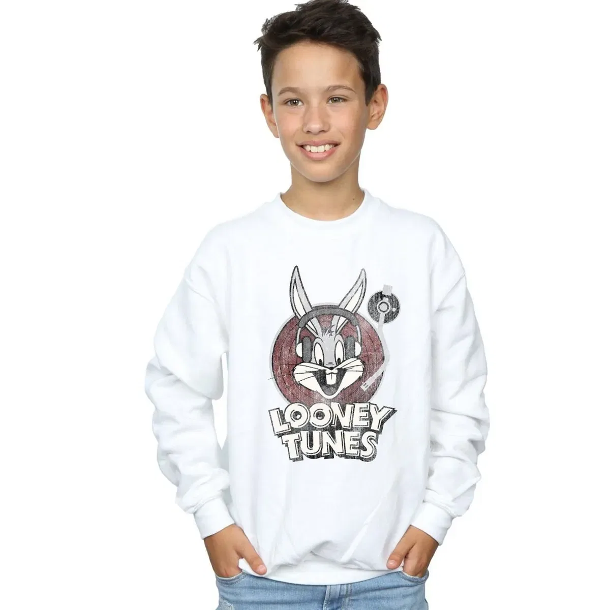 Свитшот с принтом Bugs Bunny Circle Logo Looney Tunes, White — фото 2