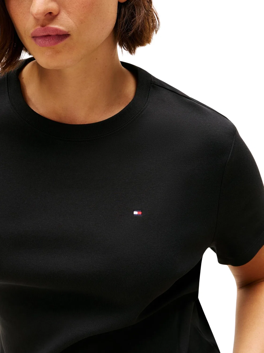 Женская хлопковая футболка с коротким рукавом Slim Cody Tommy Hilfiger, Black — фото 3