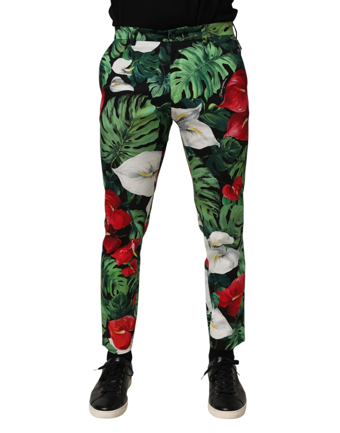 Мужские брюки с цветочным принтом зауженного кроя Chino pants Dolce & Gabbana, Multicolor — фото 2