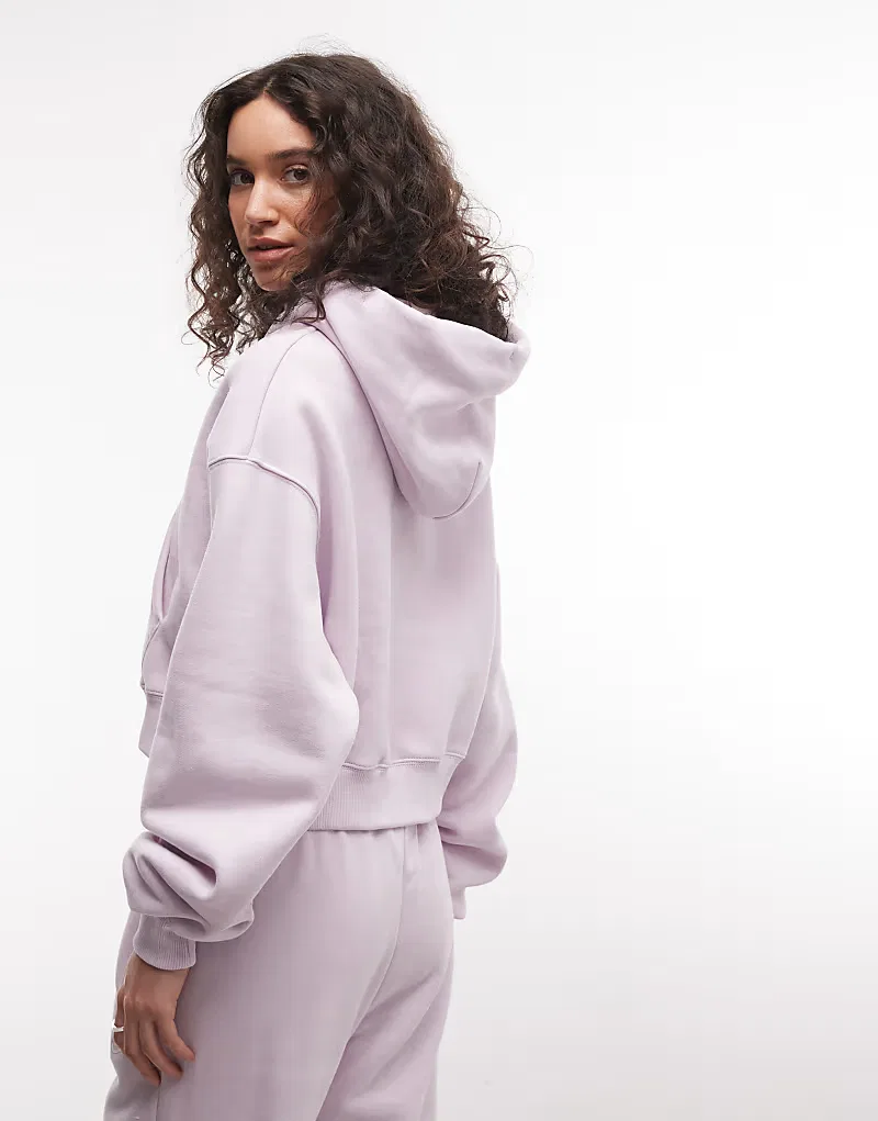 Укороченная толстовка Nike Studio Fleece средней плотности на молнии, сиреневый — фото 4
