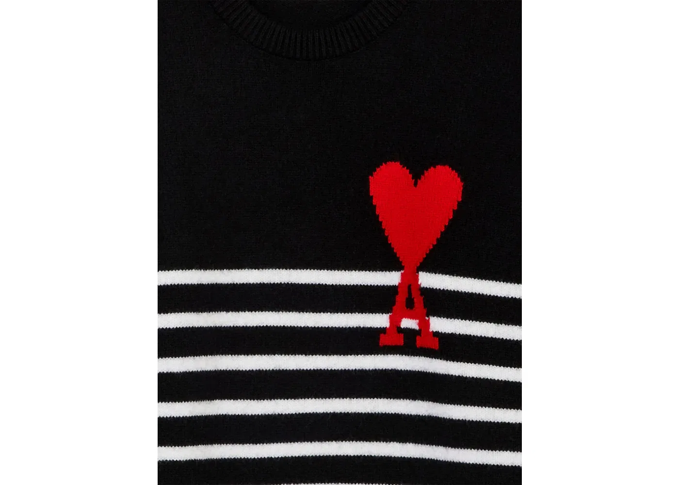 Мужской свитер оверсайз с полосатым воротником-трубой Ami Paris, Black/White/Red — фото 2