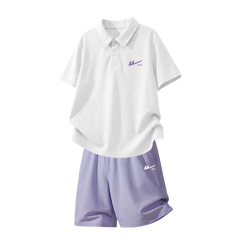 Детский спортивный комплект с лацканами, тонкий, стрейч, White/H Hook Purple K-Purple/H White Hook Small K, WARRIOR