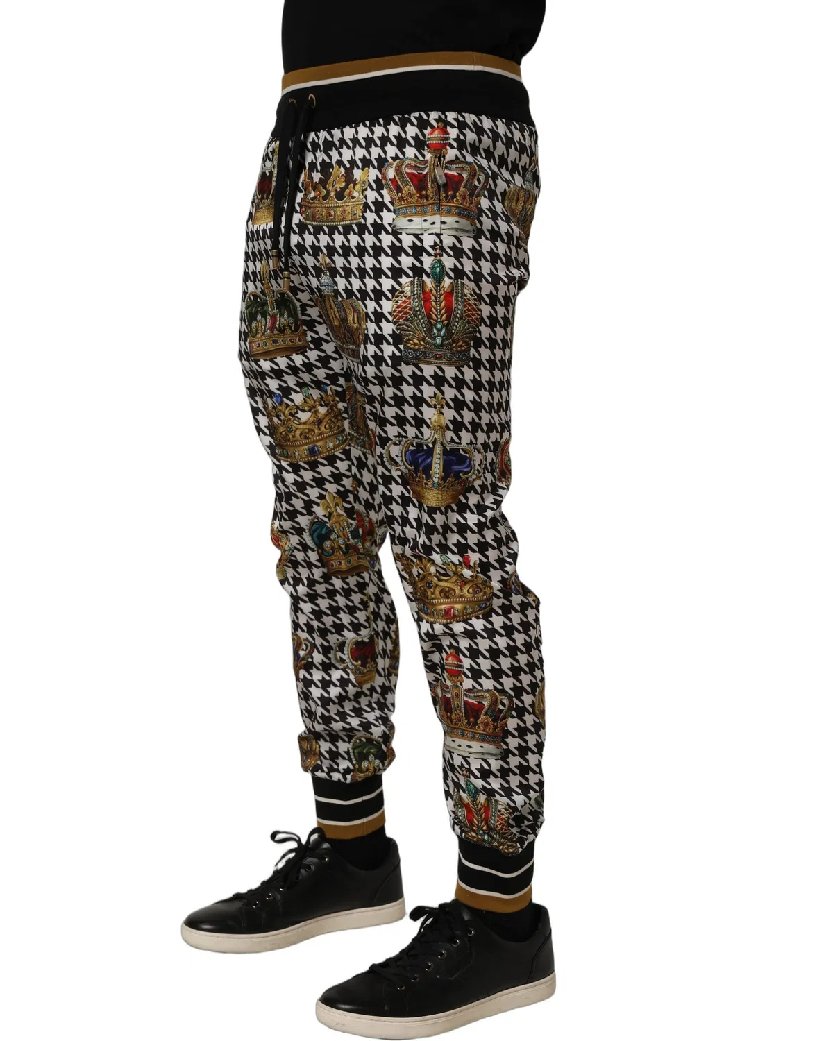 Мужские брюки-джоггеры с принтом гусиная лапка Multicolor Houndstooth Crown Dolce & Gabbana, Multicolor — фото 4
