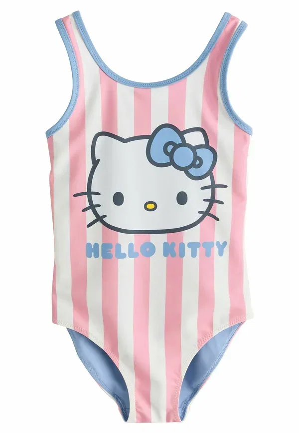 Купальник с принтом Hello Kitty Regular fit - scoop neck swimsuit Next, Hello Kitty Blue Pink, синий/розовый