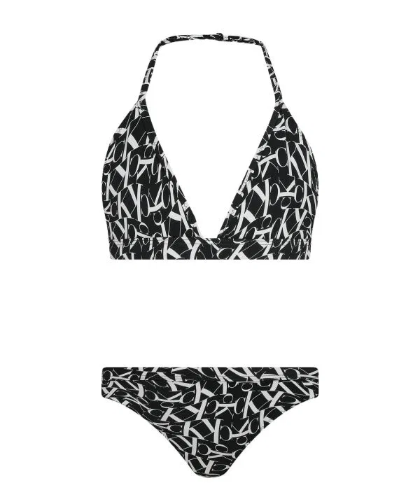 Детский купальный костюм для девочек с принтом Calvin Klein Swimwear, черный