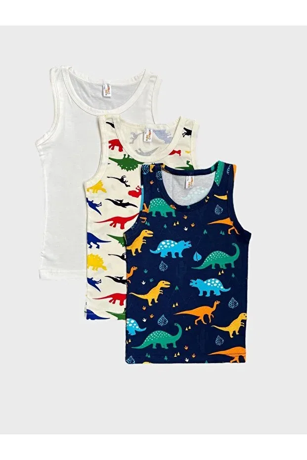 Детское для мальчиков комплект маек с принтом Elmas Kids, White Navy Blue