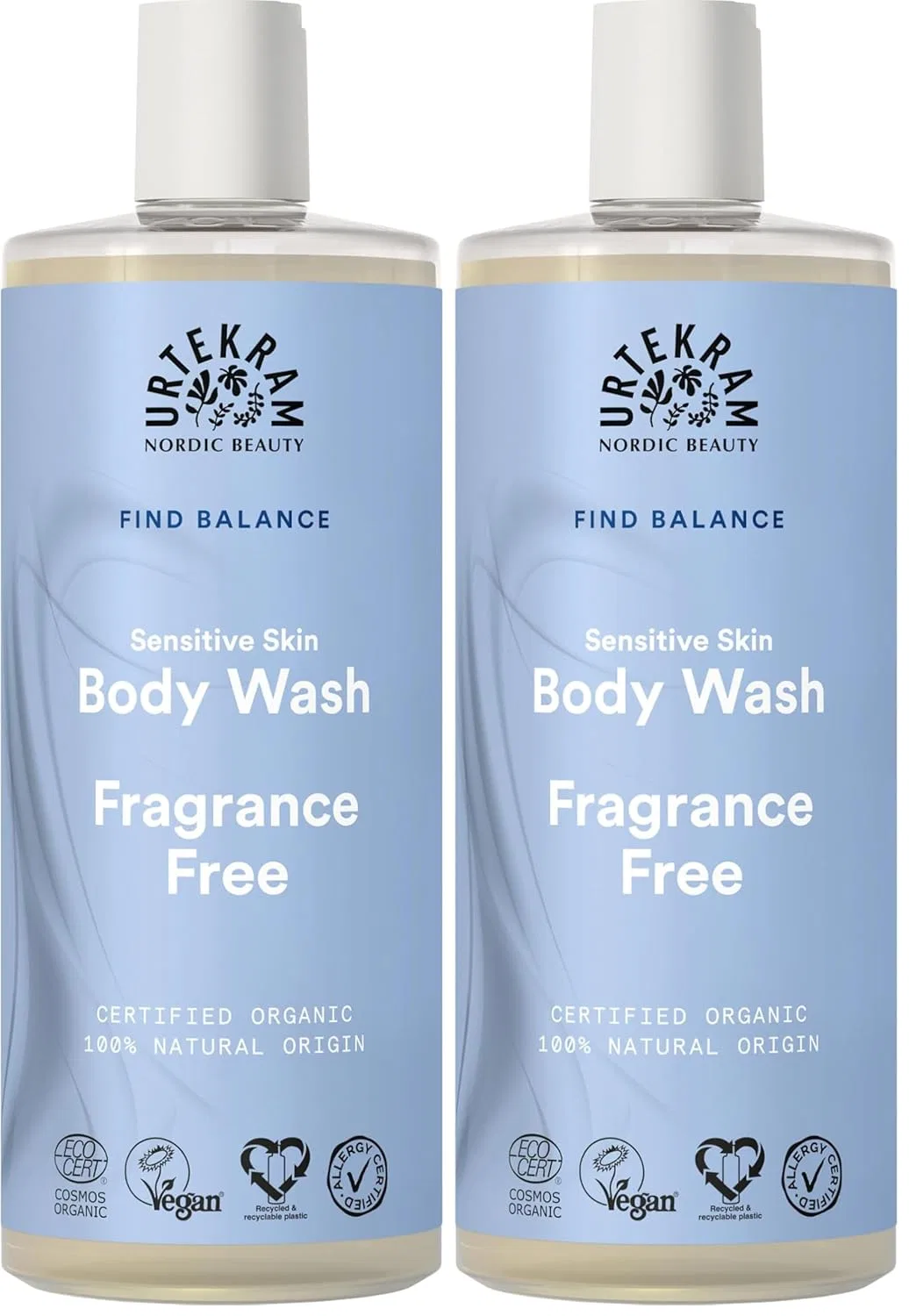 Гель для душа Find Balance, Urtekram, набор 2 x 500 мл, без отдушки