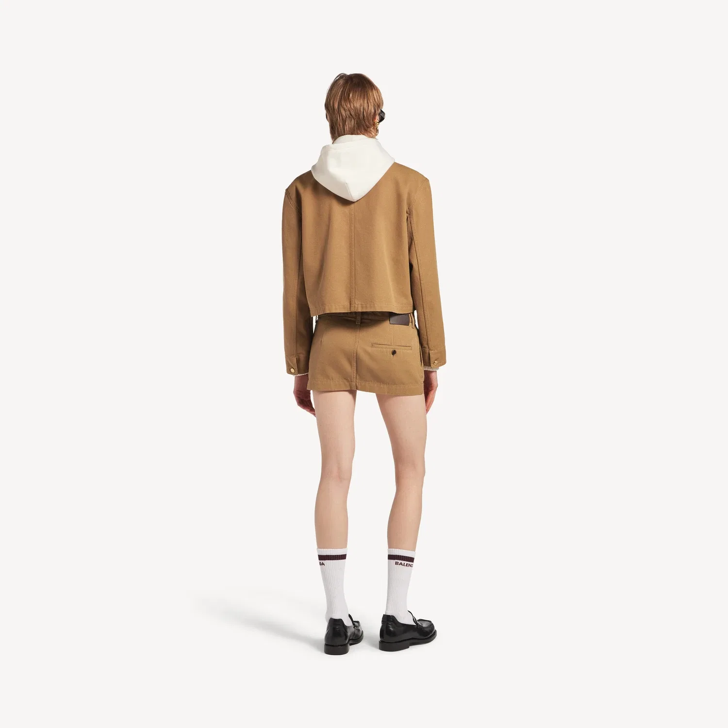 Женская укороченная рабочая куртка в бежевом цвете BALENCIAGA, бежевый — фото 4
