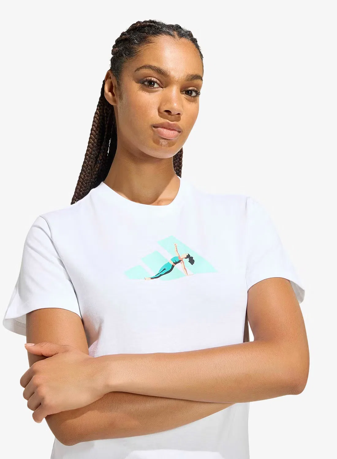 Футболка с принтом Soft Sports Graphic Adidas, белая — фото 3