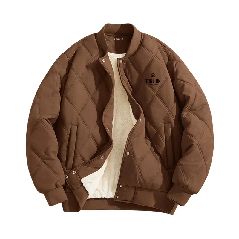 Детское пальто-пуховик с флисовой подкладкой Tonlion, Baseball Jacket, Caramel Brown (With Black Shield Chest Patch)