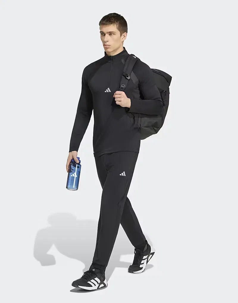Толстовка Adidas Performance Tech Apparel с застежкой-молнией на четверть длины, черный — фото 4