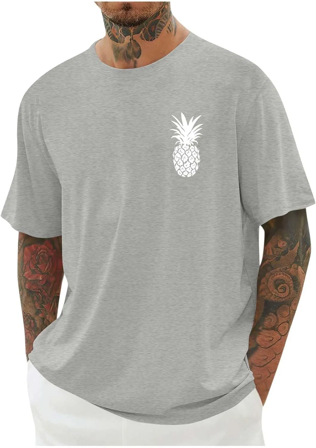 Мужская футболка с принтом ананаса Summer Tops Cotton, Gray