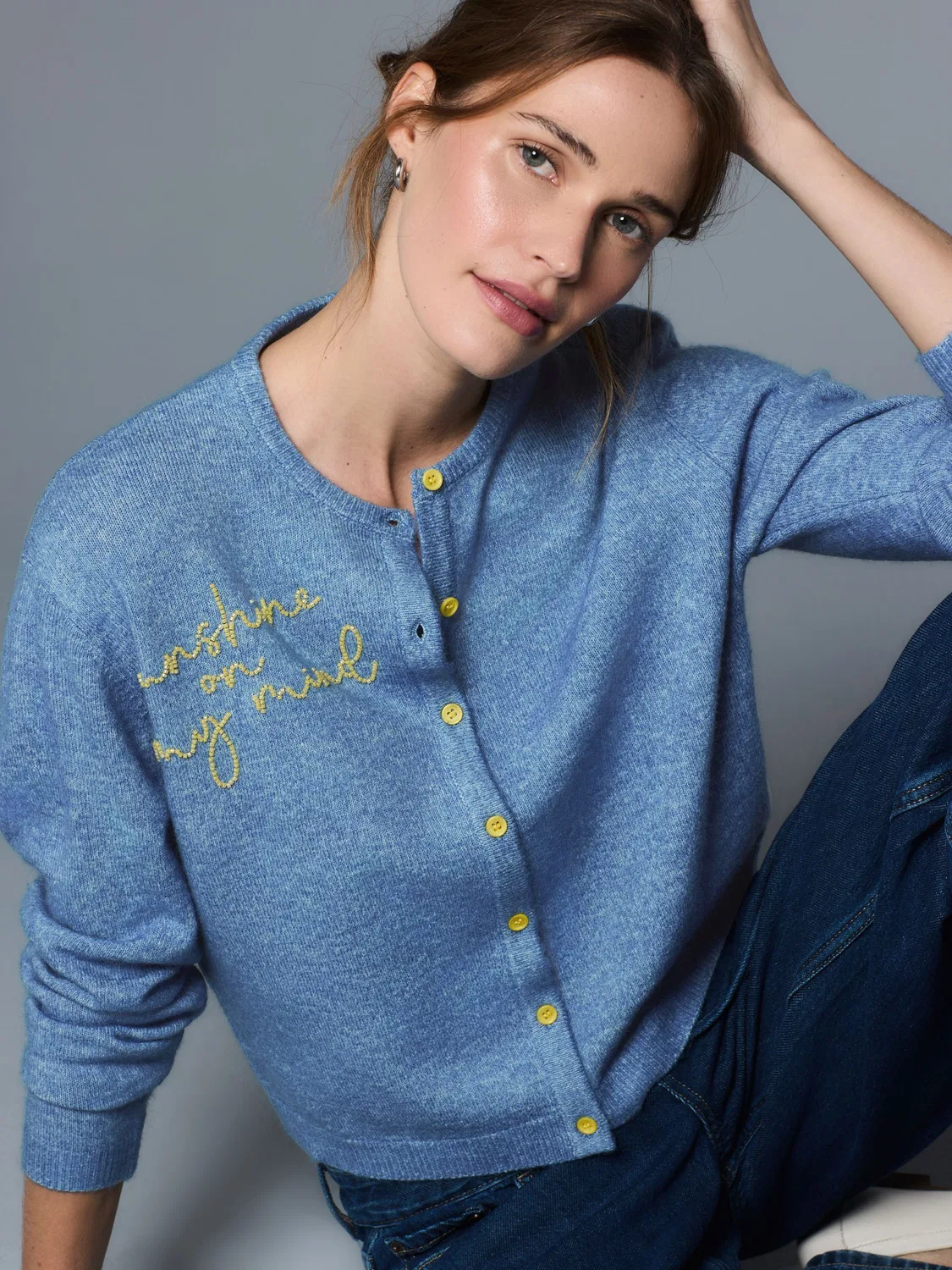 Кардиган с бусинами Next, цвет Chambray Blue Embellished