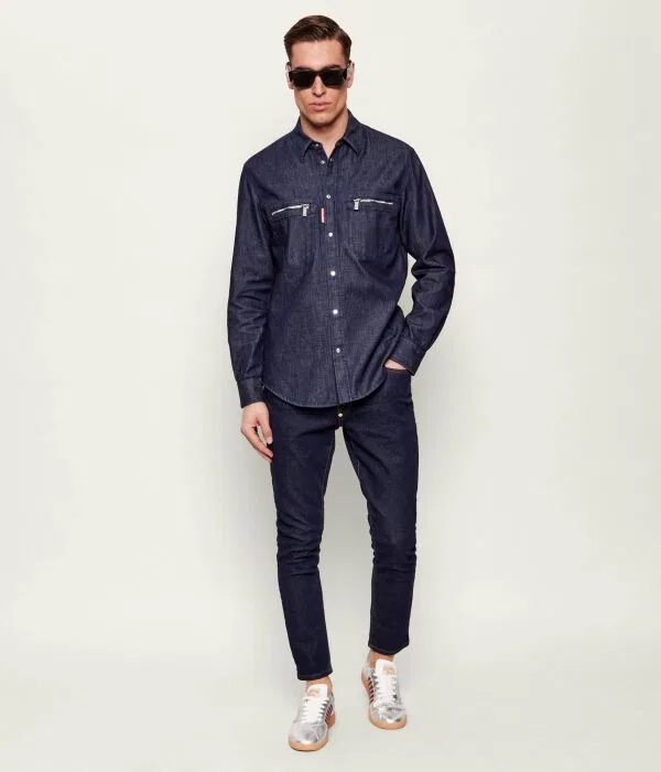 Мужская джинсовая рубашка Biker Dsquared2, Blu Marino — фото 2